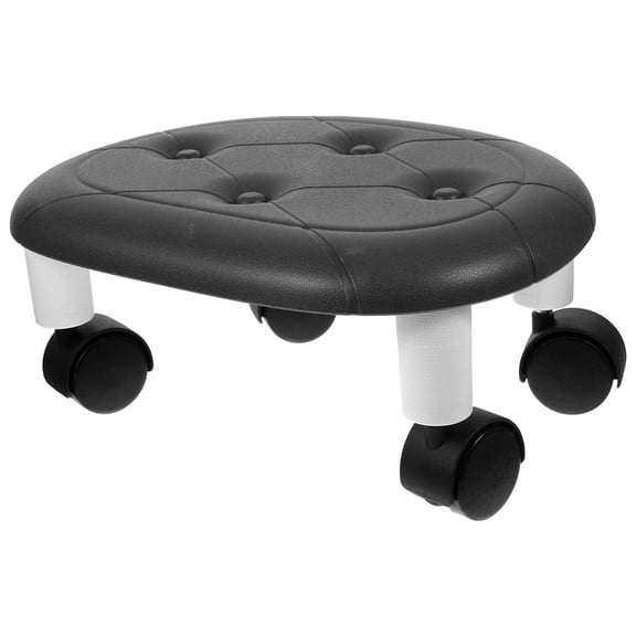 PAMINGONO 1Pcs Low Rolling Seat Black Square Plastic Stool with Aluminium Alloy Frame for Home Use