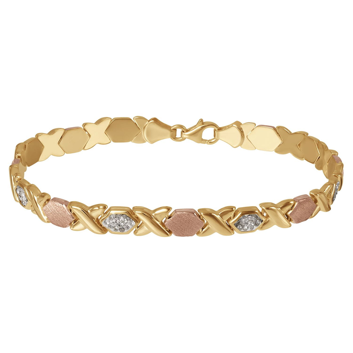 Brilliance Fine- Women's Jewelry Hugs and Kisses Gold over Sterling Silver Bracelet