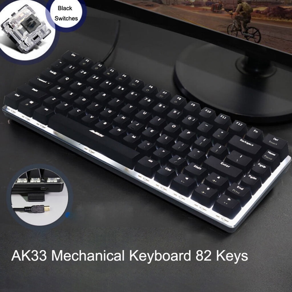 AK33 Mechanical Keyboard Blue Black 82-Keys Backlit Gaming Keyboard, Keyboard