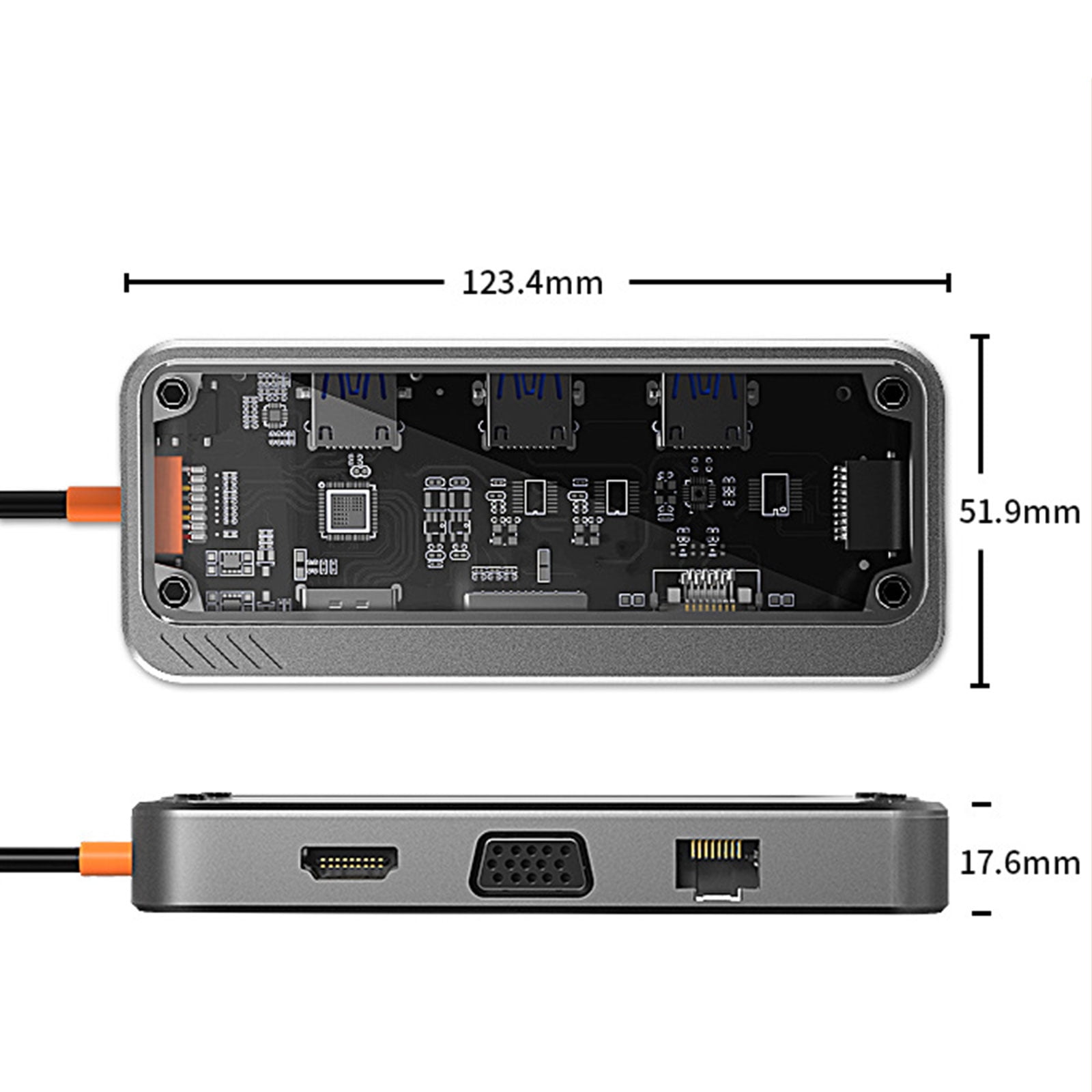 USB C to HDTV Adapter 10 Port Expansion Dock With RJ45 Ethernet VGA 3.5mm USB3.0 Data Transfer Memory Card Reader 100W