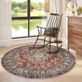 thumbnail image 4 of Alfombra Lahome Oriental, redonda, lavable, 120 cm, color rojo ladrillo, 4 of 7
