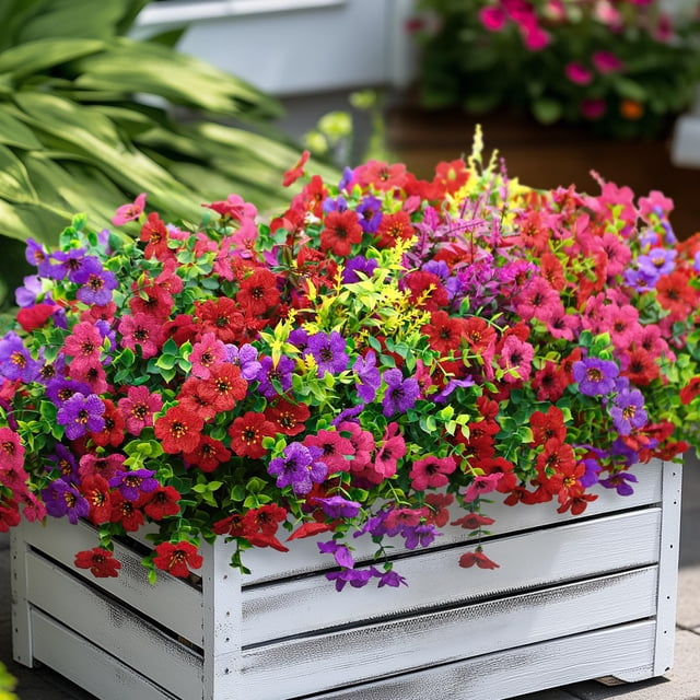 Flores artificiales ShareConn para decoración de exteriores, 48 paquetes