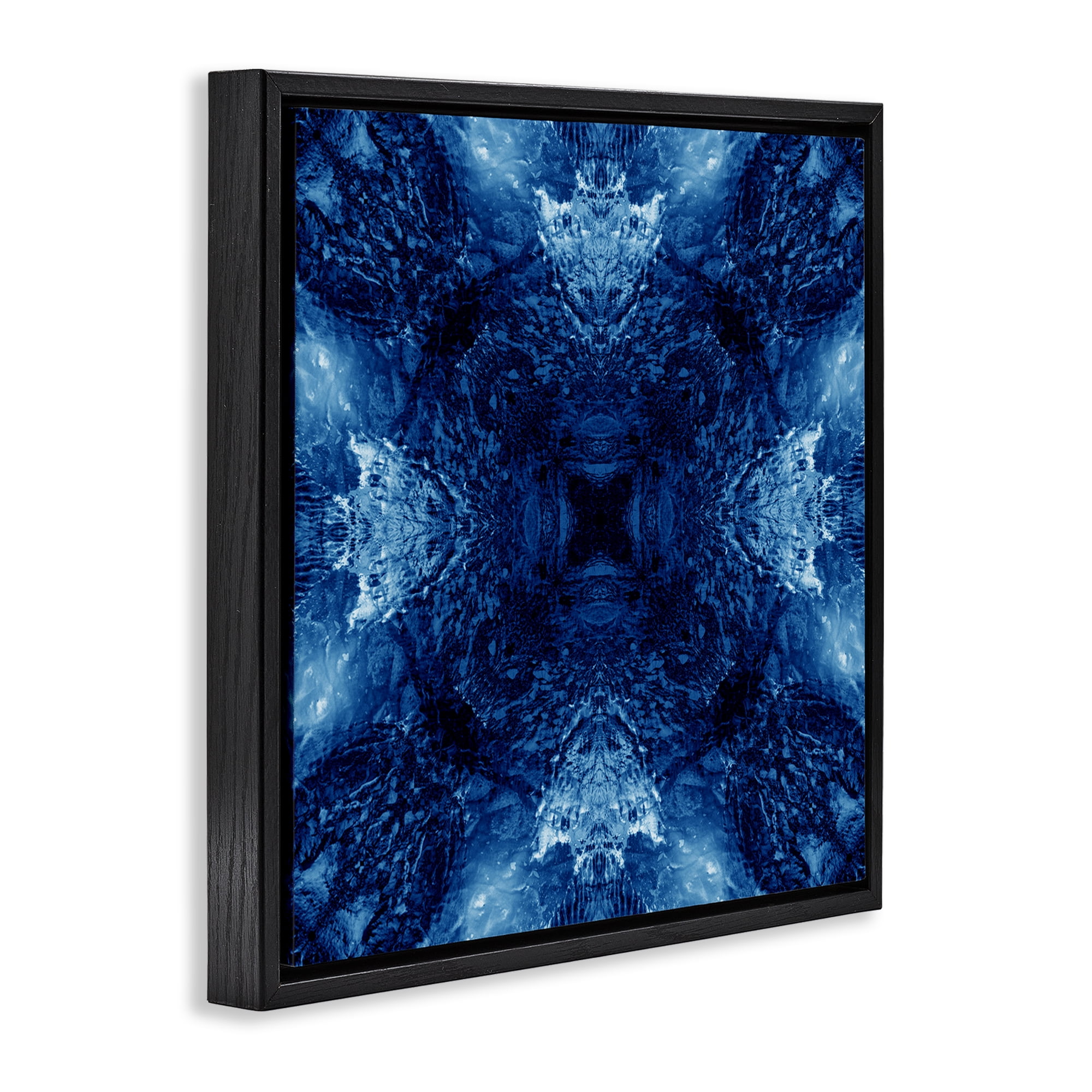 Stupell Industries Symmetrical Tie Dye Pattern Abstract Painting Black Floater Framed Canvas Art Print Wall Art, 18 x 18