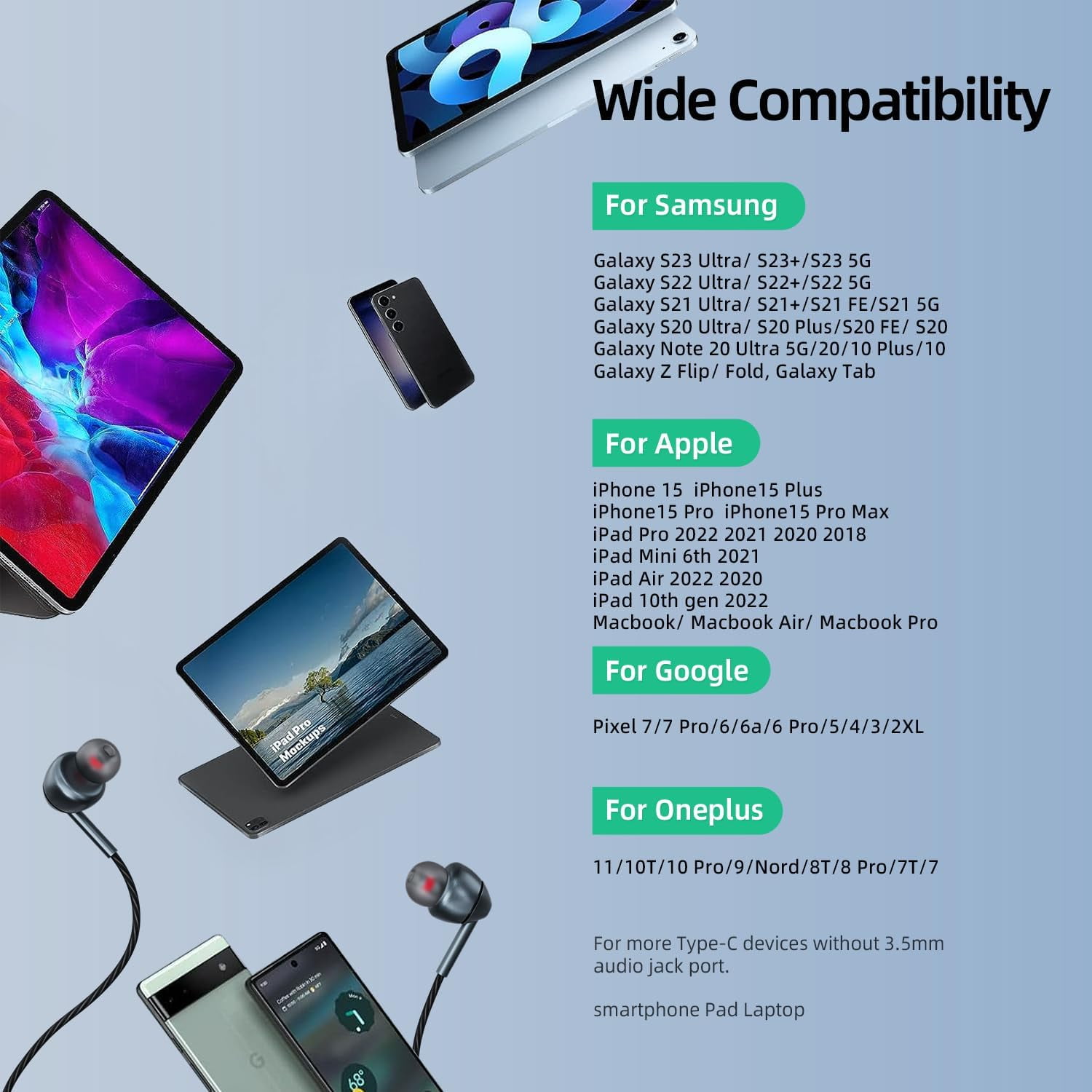 Zulpunur USB C Headphones for iPhone 16 15 Pro Max Plus iPad Pro