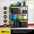 thumbnail image 6 of CX Black & Yellow®, 4-Tier Heavy Duty Plastic Storage Shelving Unit, 200lbs/shelf (55”H x 48”W x 20”D), for Indoor/Outdoor Organization, Modular Rack, 6 of 12