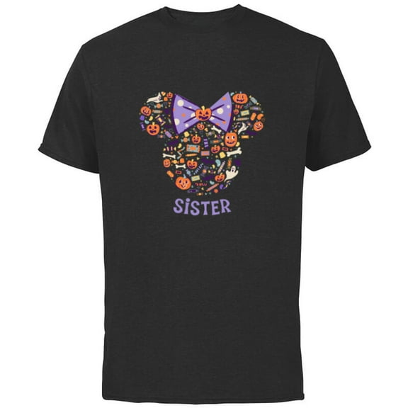 Disney Minnie Mouse Icon Halloween Sister - Short Sleeve Cotton T-Shirt for Adults - Customized-Black