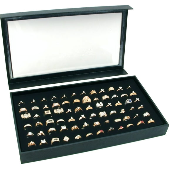 72 Ring Black Jewelry Box Display Case Magnetic Lid New