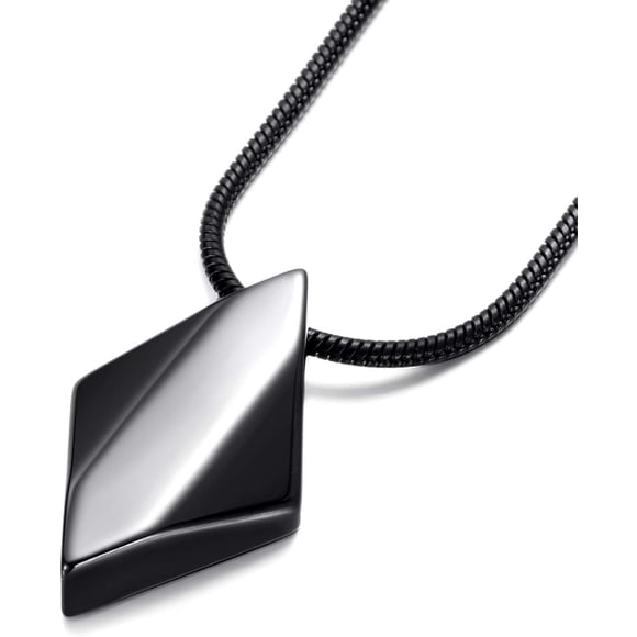 Men's Tungsten Carbide Pendant Necklace Geometric Tungsten Pendant with 22 Inches Stainless Steel Snake Chain