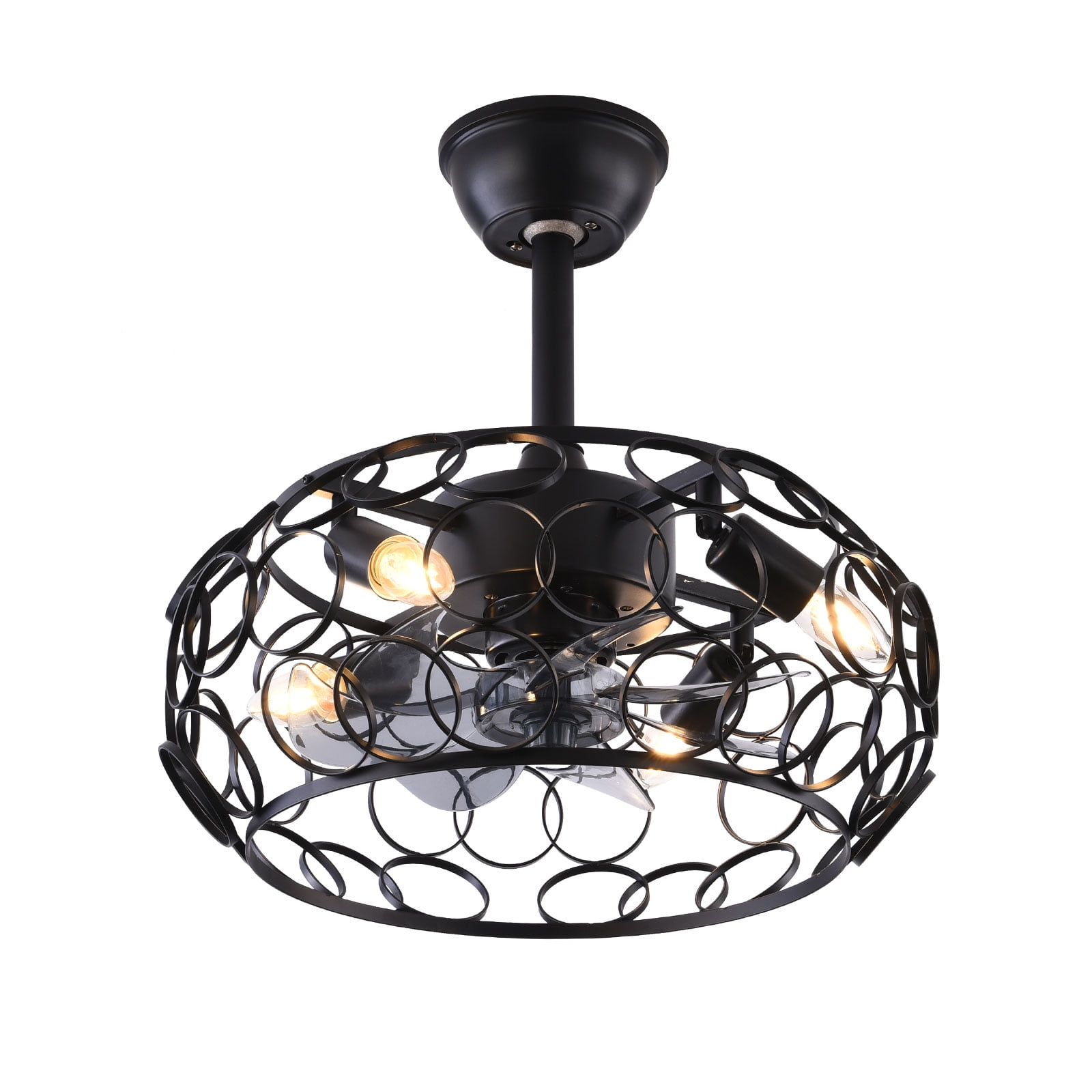 Oukaning 18" Caged Ceiling Fan with Light Chandelier Fan Remote Control