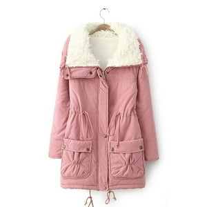 Aboser Womens Winter Coats 2024 Trendy Lapel Parkas Sherpa Fleece Lined Jackets Casual Solid Warm Quilted Jacket Thick Anorak with Pockets