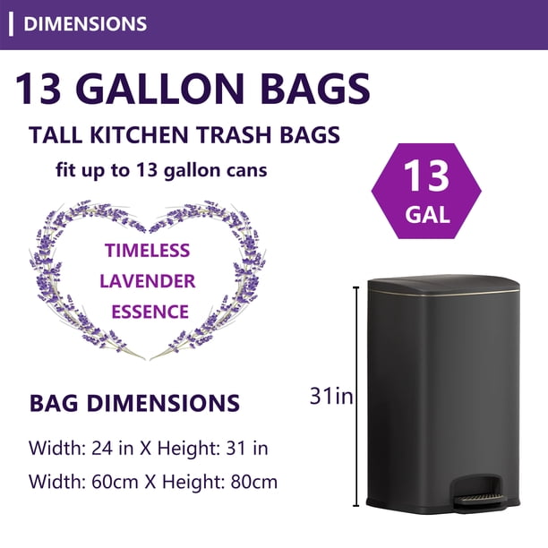 13 Gallon Trash Bags Lavender Scented (100 Count), Tall Kitchen Drawstring Garbage Bags 10-13 Gallon, High Density Bags (White) 13 Gallon Trash Bags Lavender Scented (100 Count), Tall Kitchen Drawstring Garbage Bags 10-13 Gallon, High Density Bags (White) - Image 6