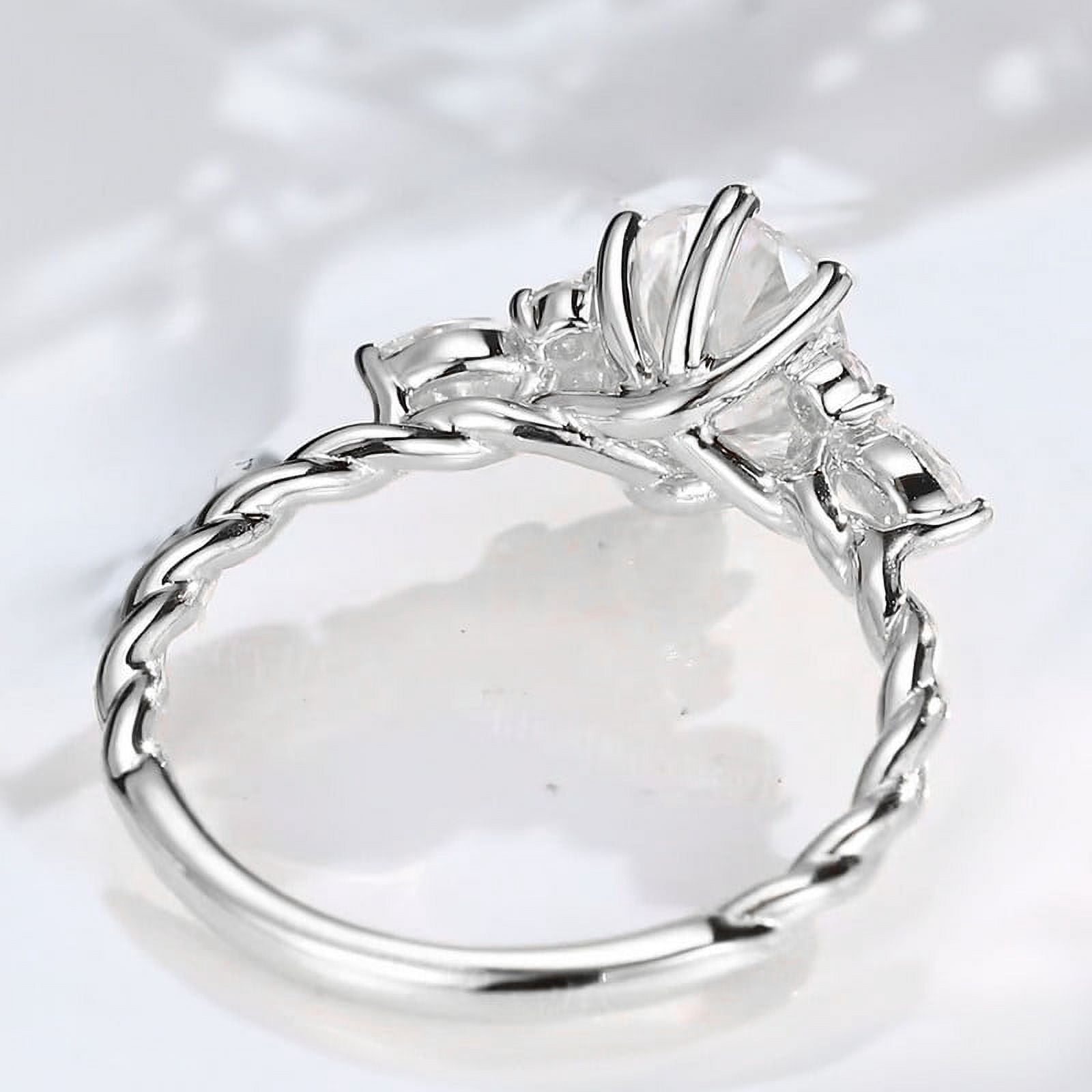 solitaire jewels 1.7CT Twisted Shank Oval Moissanit Engagement Ring For Women, 18K White Gold