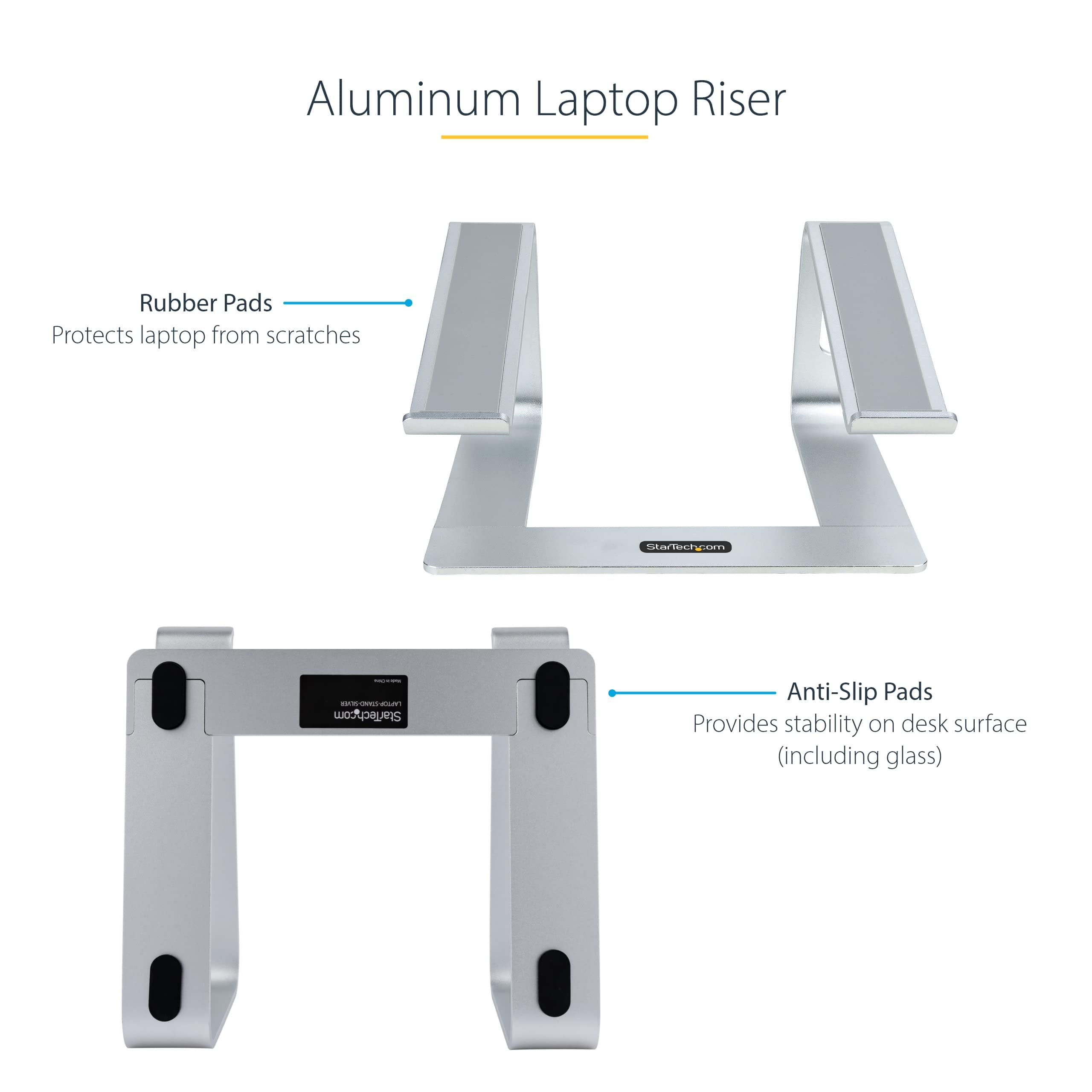 Laptop Stand for Desk, Supports 5kg / 11lb, Aluminum, Silver, Ergonomic Laptop Riser, Portable Laptop Holder for Desk (261797)