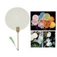 thumbnail image 2 of YIEMEEN White Round Fan with Tassels DIYs Blank Fan Wood Handle Chinese Rice Paper Fan Handheld Fan Party Supplies Gift, 2 of 20
