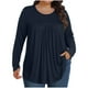 thumbnail image 3 of Top Henley,Blusa informal de manga larga para mujer, talla grande, cuello redondo, tejido de poliéster, ideal para el hogar, sopatenor, 3 of 8