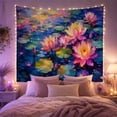 thumbnail image 2 of Vibrant Water Lilies on a Pond, Serene Impressionist Style for Art Lovers, Nature Inspired Decor, Birthday Gift Tapestry Wall Hanging for Bedroom and Living Room, 2 of 7