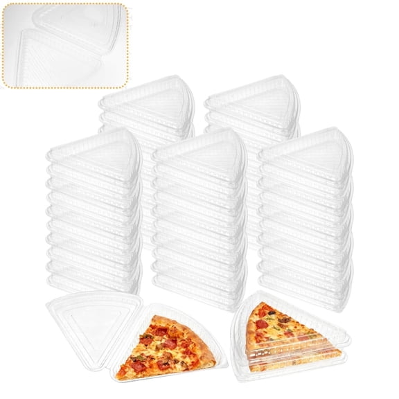 Disposable Pizza Storage Boxes 25 Count Clear Plastic Hinged Food Container Clear Plastic Containers with Lids for Food Pizza Slices Storage Boxes