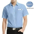 thumbnail image 3 of NeedBo Men's Dress Shirts Regular Fit Short Short Sleeve Business Casual Button Down Shirt, Light Blue Size 3XL, 3 of 7