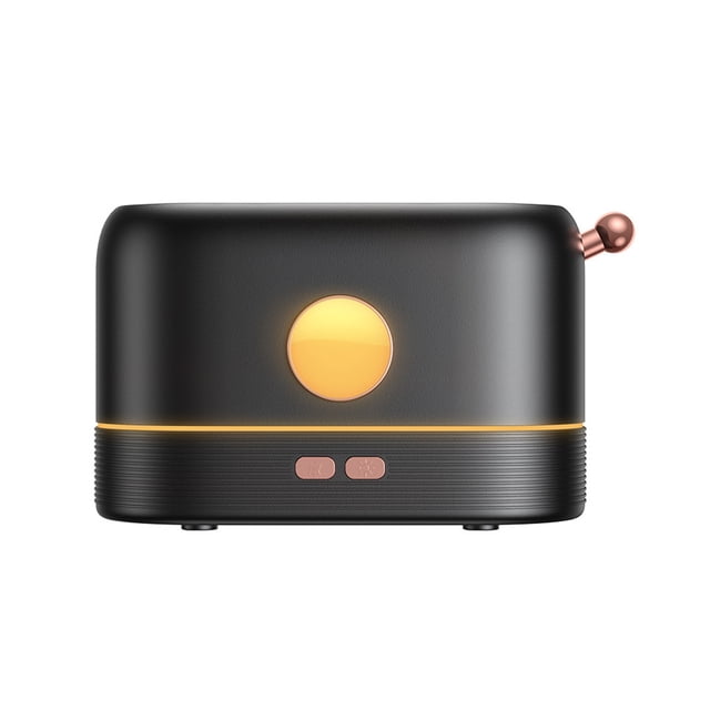 Naiovety Humidificador de aire Aceite esencial Simulación Llama LED Difusor de aroma de bajo ruido Fabricante de niebla ajustable Recargable Negro Humidificadores Negro Naiovety HA063164-02