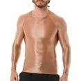 thumbnail image 4 of Jhaoyu Men's Glossy Long Sleeve Compression Shirts Athletic Workout Sports Rash Guard Undershirt Coffee L, 4 of 6