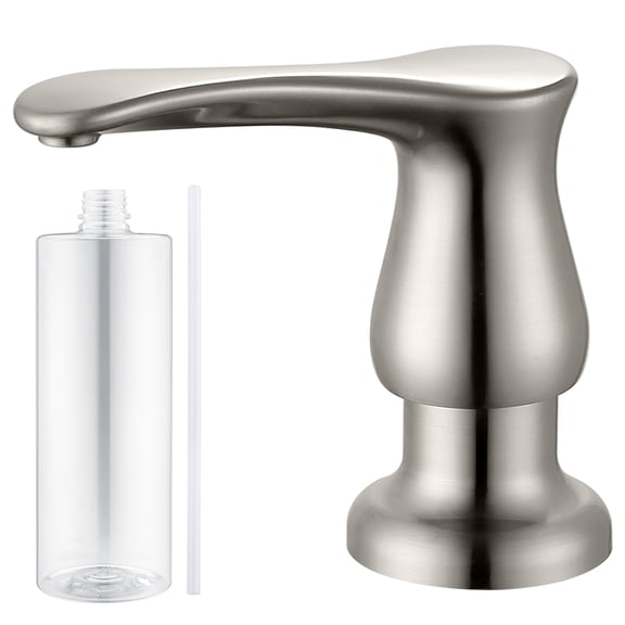 GAGALIFE Sink Soap Dispenser Brushed Nickel with 13 oz Bottle, for Kitchen Sink, Refill from The Top