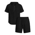 thumbnail image 6 of Linen Outfits for Men 2 Piece Outfits Big and Tall Short Sleeve Button Down Hoodies & Elastic Waist Shorts with Pockets Sets Casual Tracksuits Loungewear 2026 Summer Vacation Outfits, 6 of 9