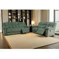 thumbnail image 3 of PonLiving Corduroy Recliner Sofa and Loveast Set with Overstuffed Arms, 2-Piece Green Living Room Office Couch Set, 3 of 5