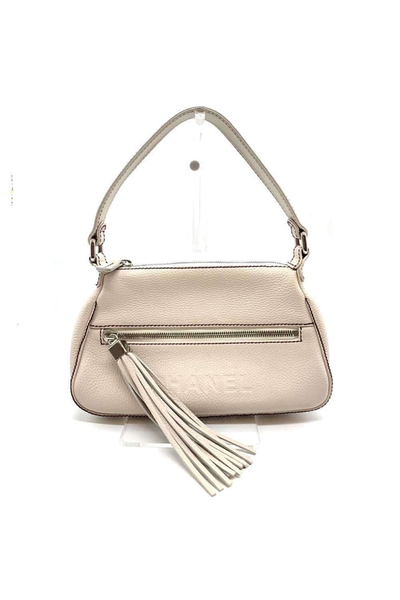 Pre-Owned Chanel Shoulder Bag Horizontal White Tassel Women's Leather CHANEL