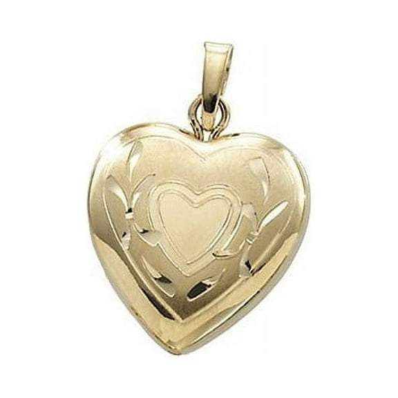 Picturesongold.Com Solid 14K Yellow Gold Small Heart Locket Necklace Pendants - 1/2 inch x 1/2 inch