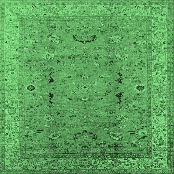 Ahgly Company Indoor Square Oriental Emerald Green Traditional Area Rugs, 8' Square