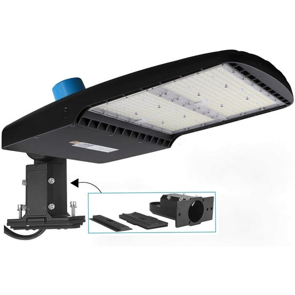 dephen 300W LED Parking Lot Light with Photocell, UL-Listed 42000Lm 5700K Led Shoebox Pole Light,1000W Metal Halide Eq.Outdoor Area Lighting - Dimmable - 10KV Surge - Arm & Slip Fit in One Mount