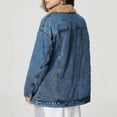 thumbnail image 4 of Women Sherpa Fleece Lined Jeans Jacket Denim Trench Coat Thicken Button Down Trucker Coat Overcoat, 4 of 8
