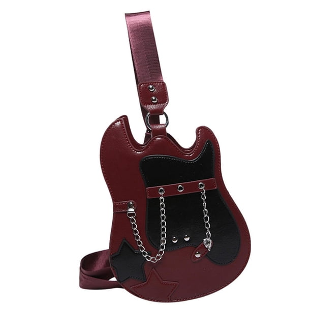 Forma de guitarra bolso de cuerpo cruzado Bolso de hombro para mujeres únicos para el cumpleaños de al aire libre Rojo