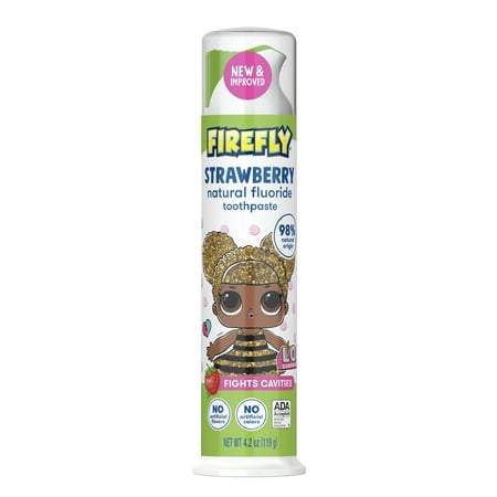 Firefly Kids LOL Surprise! Anticavity Natural Fluoride Toothpaste, Strawberry, ADA Accepted, 4.2 oz