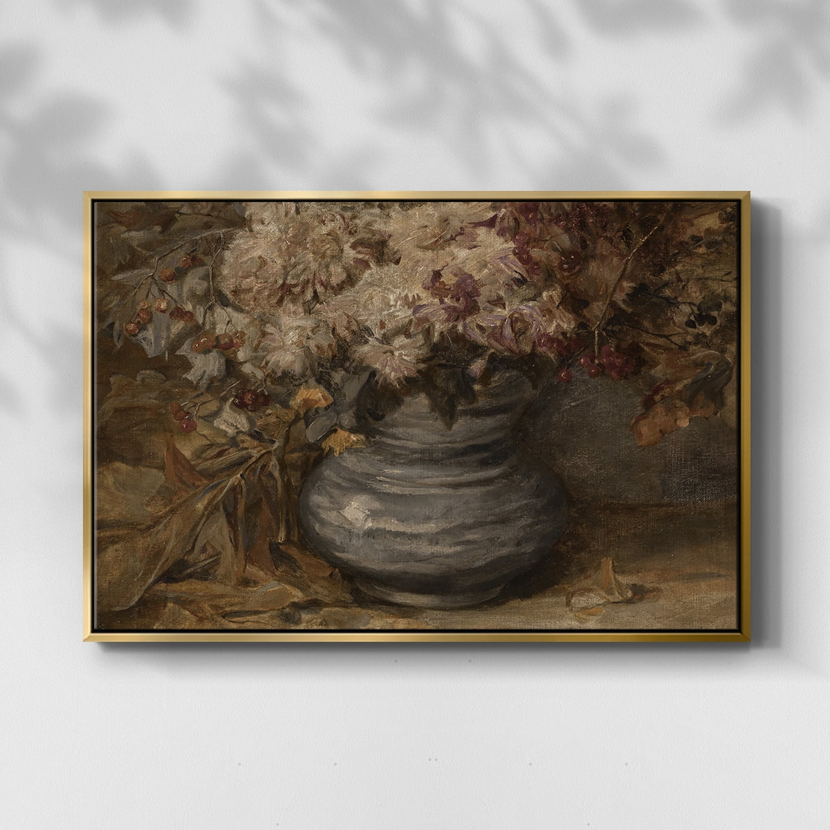 Vintage Botanical Print-LXV By Wexford Home Framed in Gold Wood Gallery Wrapped Canvas 25 in. x 37 in.
