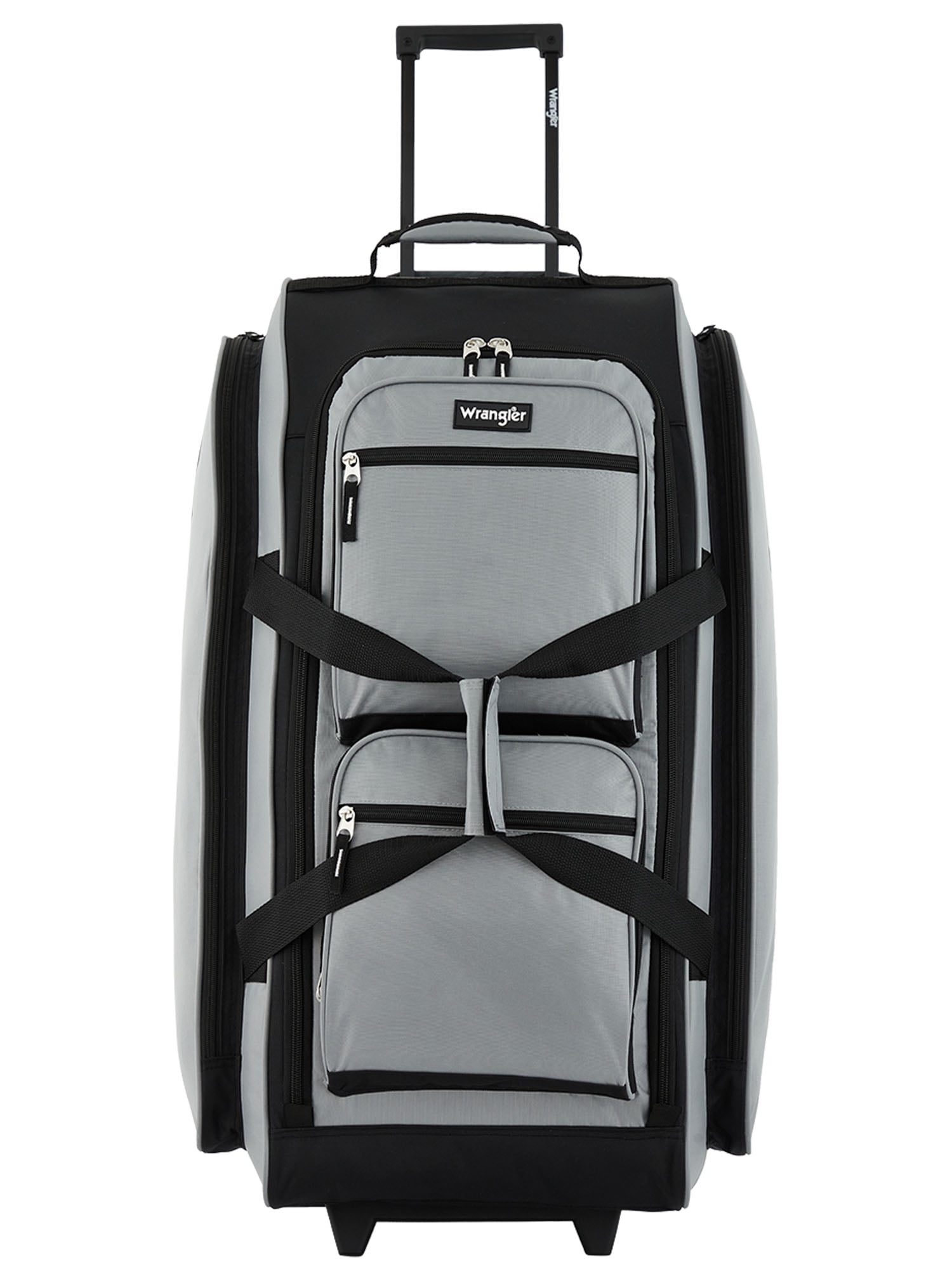 Wrangler 30-inch Large Multi-Pocket Upright Rolling Duffel Bag for Travel, Gray