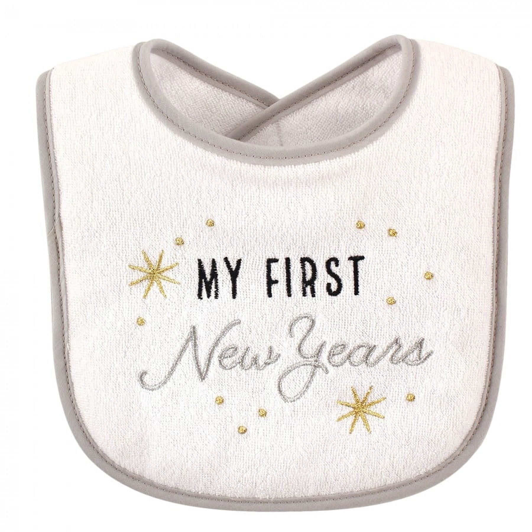 Hudson Baby Infant Cotton Terry Drooler Bibs with Fiber Filling 10pk, Holiday Birthday, One Size
