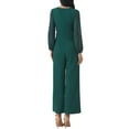 thumbnail image 3 of INSPIRE CHIC Women's Wide Leg Pants Jumper Long Sheer Sleeve Cocktail Jumpsuits S Dark Green, 3 of 5