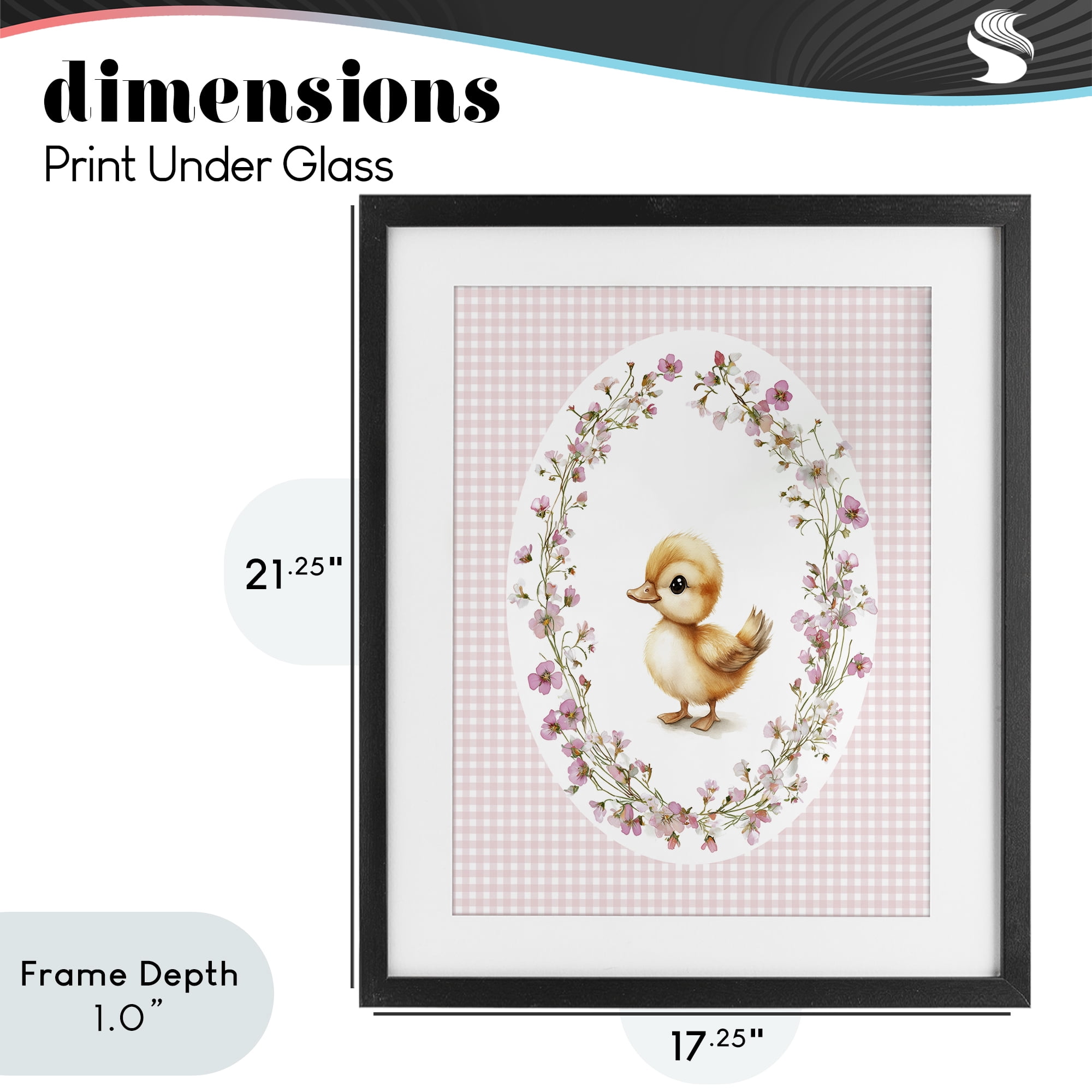 Stupell Industries Spring Gingham Duckling Black Framed Print Under Glass, design by Christine Simpson Art