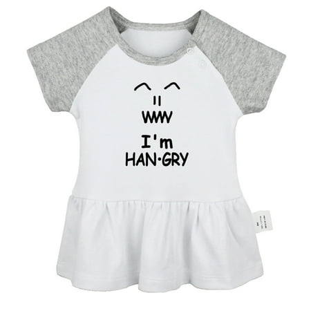 

I m Hangry Novelty Dresses For Baby Newborn Babies Skirts Infant Princess Dress 0-24M Kids Graphic Clothes (Gray Raglan Dresses 12-18 Months)