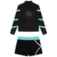 thumbnail image 4 of Yeahdor Kids Girls Contrast Color Sports Outfit Long Sleeve Stand Collar Zippered Sweatshirt with Shorts Sportswear Blue Green 8, 4 of 5