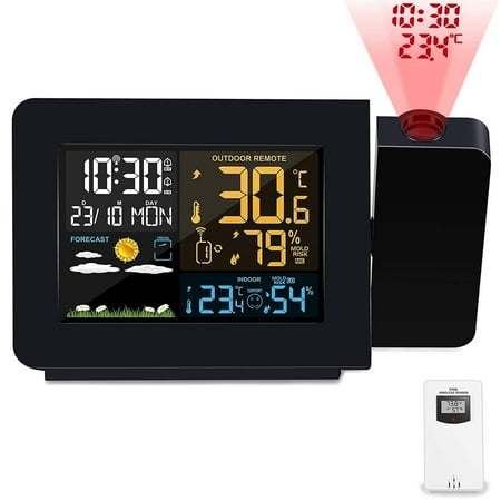 Syenll Projection Alarm Clock with Weather Station, Digital Indoor Outdoor Thermometer with photo Syenll Projection Alarm Clock with Weather Station, Digital Indoor Outdoor Thermometer with