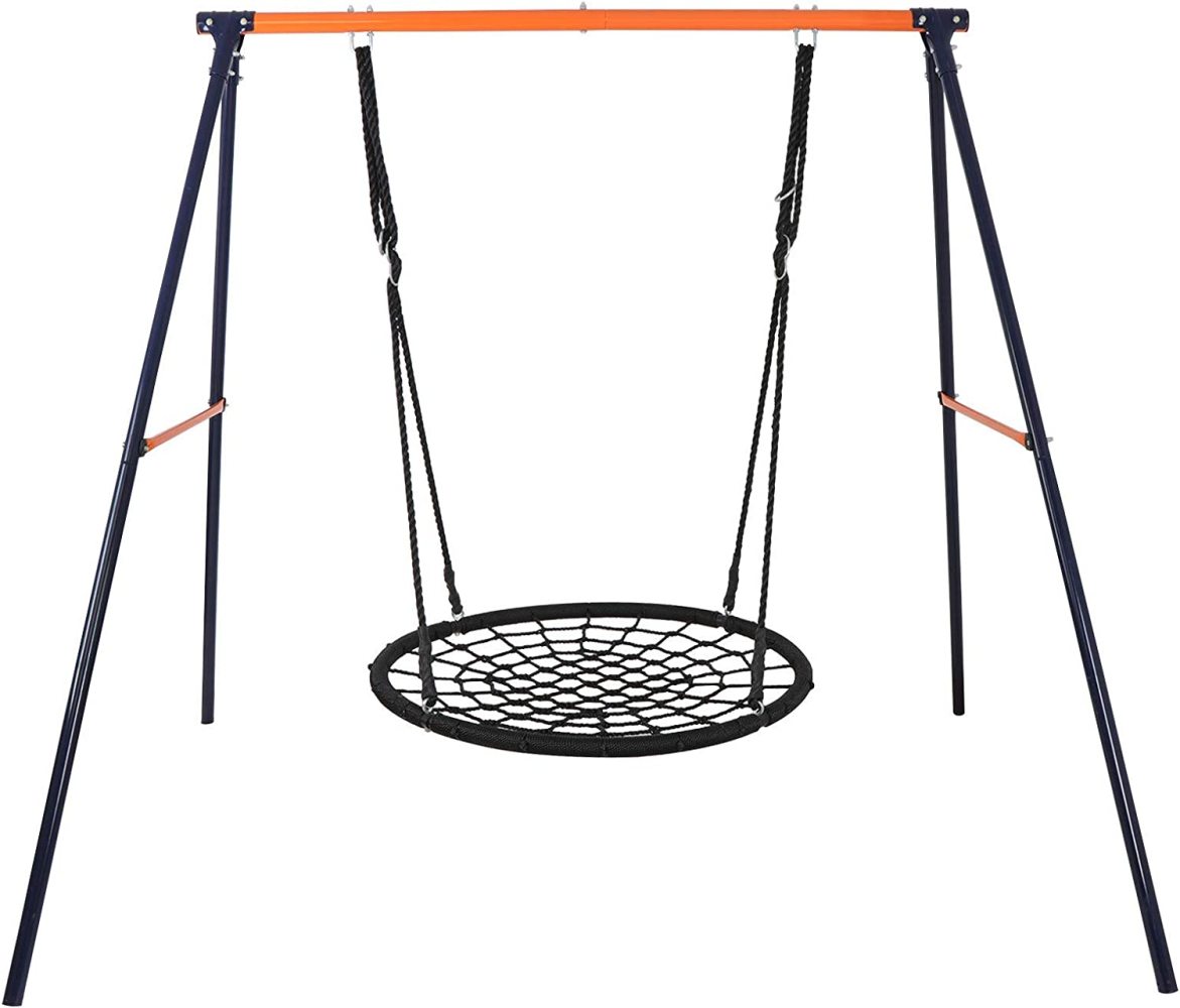 BalyFovin Kids  Swing Set 40 Spider Net Tree Swing and Metal Swing