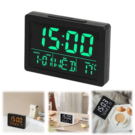 Homesteed Digital Alarm Clock for Bedrooms Large LED Display Desk Clock with Indoor Temperature Date and Easy to Read Silent Bedside Clock