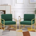 thumbnail image 6 of Andeworld Modern Accent Chairs, Upholstered Living Room Chairs Velvet Arm Chair Accent Chairs for Living Room with Metal Frame Green, 6 of 8