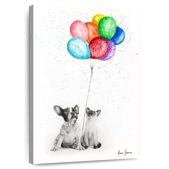 Elephant Stock The Eight Balloons Wall Art - Vertical Canvas Wall Art - Living Room Wall Decor - Animal Canvas - White And Pink Decor By Ashvin Harrison - 8" x 12"