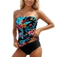 thumbnail image 2 of Women's Swimsuits Bandeau 2 Piece Ruched Tankini Strapless Swimwear Bathing Suit for Women F XXL, 2 of 6