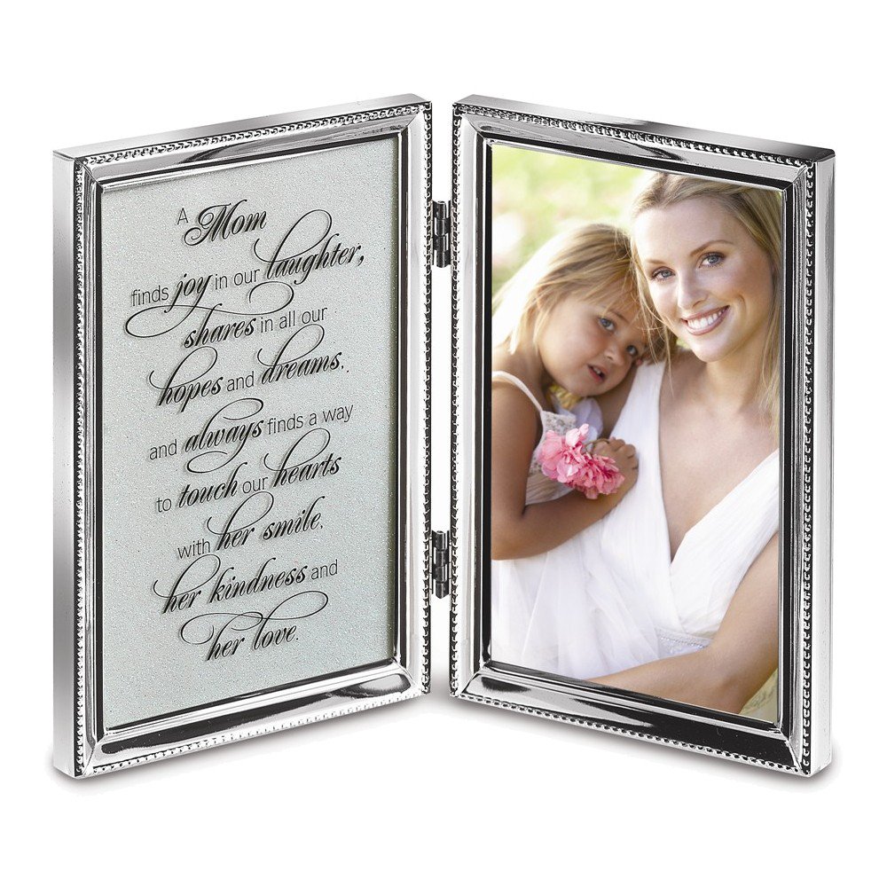 Silverplated Metal Mom Double 4x6 Photo Frame