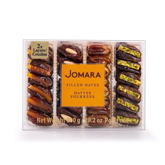 Jomara Assorted Filled Dates 28 oz (Mix of Dates with Pistachio, Pecan, Orange Peel, Almond)