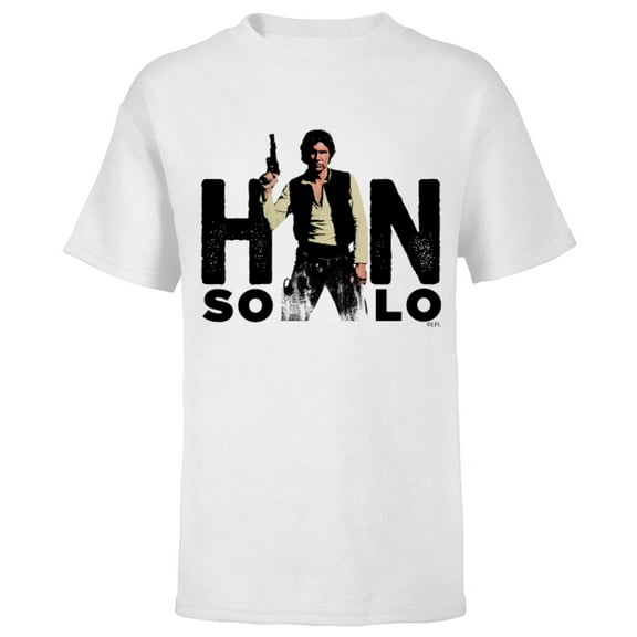 Star Wars Han Solo Letter Replacement Blaster - Short Sleeve T-Shirt for Kids – Customized-White